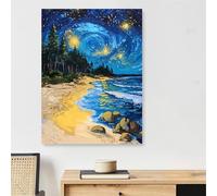 Dipingere con i Numeri Adulti cielo stellato Motivo, paesaggio Paint by Numbers Adults with Frame, con Pennelli Pigmento, Hobby Creativi Adulti DIY Idee Regalo Donna Decorazioni Casa, 80x120cm,Model23