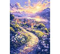 Dipingere con i Numeri Adulti Città dei sogni,Sole Kit di Pittura a Olio su Tela Fai da Te,40x50cm Dipingi con i numeri con Pennelli e Pigmento Acrilico per Decorazione Casa(senza Cornice)