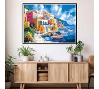 Dipingere con i Numeri Adulti Città Paint by Numbers Italia Kit Pittura Adulti, Dipingere con i Numeri Bambini Fai Da Te Kit Pittura Olio con Acrilici e Pennelli, Decorazioni Casa 60x80cm 2y-1117