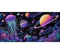 Dipingere con i Numeri Adulti Colorato Dipingere con i Numeri Universo con 3 Pennelli + Acrilici + Immagine di Riferimento + Tela Prestampata,Paint by Numbers per Home Decor Regalo,40x100cm-fu646u