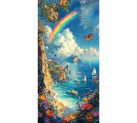 Dipingere con i Numeri Adulti Colorato, Paint by Numbers Il paesaggio sul mare, Passatempo per Adulti, Number Artist Cheerful Painting, Regalo di Compleanno di Natale (70x140cm Senza Telaio) O-72