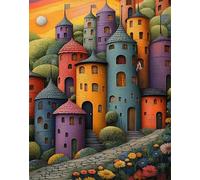 Dipingere con i Numeri Adulti con Cornice, Paint by Numbers Fumetto Quadri da Dipingere Numerati Architettura, Tela Antipiega 50x70cm, Kit Pittura Adulti e Principianti con Vernici e Pennelli yt-81