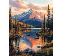 Dipingere con i Numeri Adulti con Cornice, Paint by Numbers Lago Quadri da Dipingere Numerati Montagna, Tela Antipiega 40x50cm, Kit Pittura Adulti Bambini con Vernici e Pennelli, Decora la Casa yt-30