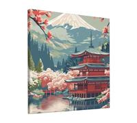 Dipingere con i Numeri Adulti Con Cornice- Paint By Numbers Paesaggio Del Giappone Quadri da Dipingere Numerati, Dipinti con i Numeri Adulti Hobby Kit Completo, Casa Decorazioni Regalo 30x30cm FA-139