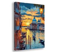 Dipingere con i Numeri Adulti con Telaio, 70x90cm Venezia Dipingere con i Numeri Adulti Bambini, DIY Paesaggio Pittura Acrilica con Vernici e Pennelli per Principianti, per Decorazioni Casa, A-72