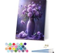 Dipingere con i Numeri Adulti con Telaio Fiore, Dipingere con i Numeri Adulti Pianta, DIY Paint by Numbers con 3 Pennelli e Vernice Acrilica, per Decorazioni Casa, Regalo Donna 40x50cm 4-5271