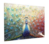 Dipingere con I Numeri Adulti con Telaio Paint by Numbers Pavone Tela da Dipingere con Numeri Animali Kit, Fai Da Te Paint by Numbers Hobby Creativi Adulti Kit Regalo Donna Decor Parete 50x40cm V-64