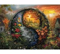 Dipingere con i Numeri Adulti con Telaio Tramonto, Fai da Te Paint by Numbers Paesaggio, Dipingere con i Numeri con 3 Pennelli e Vernice Acrilica, Decorazioni Casa, Regalo Donna 30x40cm 1-3900