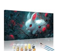 Dipingere con i Numeri Adulti Coniglio Dipingere con i Numeri Rosa Paint by Numbers Kit con Tela Acrilica Vernici e 3 Pennelli, Cornice in legno, Donna Hobby Creativi Regalo, Decor Casa 40x80cm XY#129