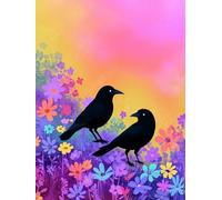 Dipingere con i Numeri Adulti Corvo Fiori, Paint by Numbers Kit di Pittura acrilica Fai-da-Te per Bambini Principianti Facile su Tela, Con Vernici e Pennelli Decora la casa 20x30cm Senza Cornice G918