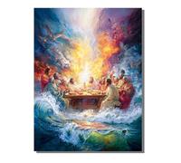 Dipingere con i Numeri Adulti Cristianesimo Astratto, DIY L'Ultima Cena Quadri da Dipingere Numerati Bambini Principianti Kit Pittura Facile Tela Colori Acrilici e Pennelli Decora 60 x 80 cm KSWWK932