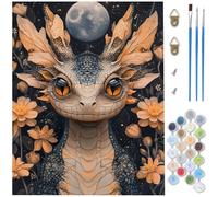 Dipingere con i Numeri Adulti, Dipingere con i Numeri Bambini animale, DIY Hobby Creativi Quadri da Paint by Numbers drago con 3 Pennelli per Decorazioni Casa Regalo (Senza Cornice) 90x120 cm D1-774