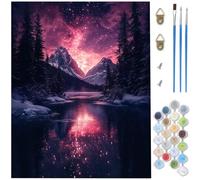 Dipingere con i Numeri Adulti, Dipingere con i Numeri Bambini cielo stellato, DIY Hobby Creativi Quadri da Paint by Numbers fiume con 3 Pennelli per Decorazioni Casa (Senza Cornice) 20 x 30cm D1-1050