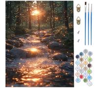 Dipingere con i Numeri Adulti,Dipingere con i Numeri Bambini foresta,DIY Hobby Creativi Quadri da Paint by Numbers fiume con 3 Pennelli per Decorazioni Casa,Regalo Donna (Senza Cornice) 60x80cm D1-936