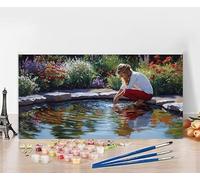 Dipingere Con I Numeri Adulti Donna Dipingere Con I Numeri Lago Pittura Con I Numeri, Fai Da Te Kit Pittura Adulti Couleur Oil Paintings Retrò Kits per Decora la Casa, Senza Cornice 60x120cm O-SO72