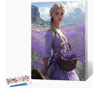 Dipingere Con I Numeri Adulti Donna Paint by Numbers Lavanda Pittura Con I Numeri, Fai Da Te Kit Pittura Adulti Couleur Oil Paintings Kits Con Pennelli per Decora la Casa Senza Cornice 50x80cm O-2P16