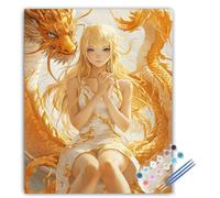 Dipingere con i Numeri Adulti Drago, Dipingere con i Numeri Donna, Kit di Pittura Acrilica Hobby Creativi Adulti Fai da Te con Vernici e Pennelli per Decorazioni Casa 100x135cm Senza Cornice IL-186