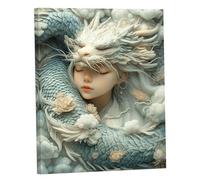 Dipingere con i Numeri Adulti Drago, Dipingere con i Numeri Donna Paint by Numbers DIY Kit con Tela Acrilica Vernici e Pennelli, Donna Hobby Creativi, Decorazioni Casa 60x80cm Senza Cornice Y#B761