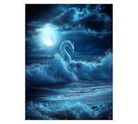 Dipingere con i Numeri Adulti Drago, Quadri da Dipingere Numerati Spiaggia Kit Pittura con Colori Acrilici Pennello Pittura e Canvas 70 x 50cm Paint by Numbers per Quadri Decorazioni Parete model-8989