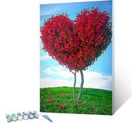 Dipingere con i Numeri Adulti e Bambini, Paint by Numbers Albero Kit per Quadri da Dipingere Numerati Include Pennelli e Colori Acrilici - Cuore 50x65cm (Senza Cornice)