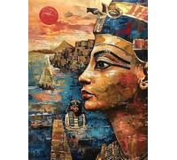 Dipingere con i Numeri Adulti Egitto, Paint by Numbers Faraone Egiziano fai da te Dipingere con i Numeri Bambini con Vernice Acrilica, Hobby Creativi Adulti per Decorazioni Casa Regalo 30x40cm -8h45