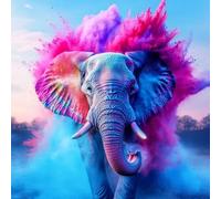 Dipingere con i Numeri Adulti Elefante, Animale Dipingi con i Numeri per Principianti, Painting by Numbers Hobby Creativi Adulti, DIY Pittura con 3 Pennelli e Vernice Acrilica, Decora la Casa, 50X50CM