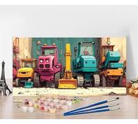 Dipingere Con I Numeri Adulti Escavatore Dipingere Con I Numeri Auto Pittura Con I Numeri, Fai Da Te Kit Pittura Adulti Couleur Tela Paintings Kits per Decora la Casa Senza Cornice 70x140cm 6-IT11