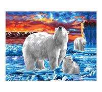 Dipingere con i Numeri Adulti,Famiglia degli orsi polari DIY Kit per Dipingere con i Numeri a Olio su Tela Painting by Numbers Kit per Adulto Bambini per Decor Domestica con Cornice,30x40cm
