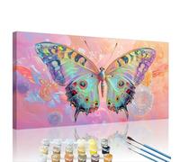 Dipingere con i Numeri Adulti Farfalla Dipingere con i Numeri Rosa Paint by Numbers Kit con Tela Acrilica e 3 Pennelli, Cornice in legno, Donna Hobby Creativi Regalo, Decor Casa 90x180cm XY#156