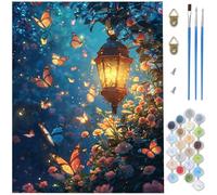 Dipingere con i Numeri Adulti Farfalla, lampioni Kit Dipingere con i Numeri, Fai-da-Te per Principianti Paint by Numbers con 3 Penne e Colori Acrilici per Decorazioni Autunnali Casa 40 x 50cm D1-805