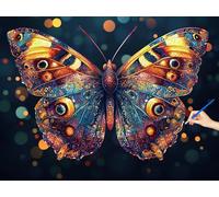 Dipingere con i Numeri Adulti Farfalla Paint by Numbers Quadri da Dipingere Numerati Sogno Colorare con i Numeri Hobby Creativi Adulti Painting by Numbers Natale Decorazioni Regalo Donna 110x80cm T-38