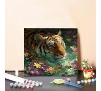 Dipingere Con I Numeri Adulti Farfalla Quadri da Dipingere Numerati Tigre Kit Fai Da Te Retro Hobby Creativi Adulti, Paint by Numbers con Accessori per Decora la Casa 40x40cm Senza Cornice J-37NG