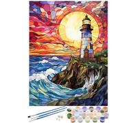 Dipingere con i Numeri Adulti faro, DIY Arte Quadro da Dipingere con Numeri, Dipingere con i Numeri Adulti con Telaio 90x120cm, con Pennelli Pittura a Pigmento Acrilico Disegno, Room Wall Decor -4329