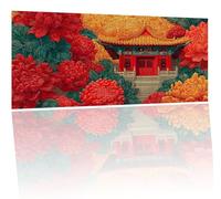 Dipingere con i Numeri Adulti fiore architettura 25x50cm DIY Dipingere con i Numeri Hobby Creativi Adulti, Pittura Olio Tela con 3 Pennelli e Pigmento Acrilico Paint by Numbers per Decor Regalo Y-137