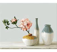 Dipingere con i Numeri Adulti,Fiore del vaso di natura morta Pittura a Olio DIY Pittura di Numeri per Adulti Bambini Paint by Numbers con Pennelli e Acrilici per Casa Decor senza Cornice,30x40cm