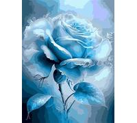 Dipingere con i Numeri Adulti,Fiore delle rose blu Pittura a Olio DIY Kit di pittura di Numeri Acrilica per Adulti Bambini Paint by Numbers con Pennelli e Acrilici per Casa Decor senza Cornice,30x40cm