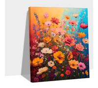 Dipingere con i Numeri Adulti Fiore, Dipingere con i Numeri Natura Paint by Numbers DIY Kit con Tela Acrilica Vernici e Pennelli, Donna Hobby Creativi, Decorazioni Casa 60x80cm Senza Cornice Y#B259