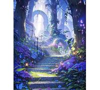 Dipingere con i Numeri Adulti,Fiore viola del sentiero Kit di Pittura su Tela Fai-da-Te per Principianti,40x50cm con 3 Pennelli e Colori aAcrilici Paint by Numbers per Casa Decora Regalo con cornice