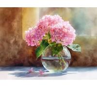 Dipingere con i Numeri Adulti Fiori a sfera ricamati rosa, Paint by Numbers Kit di Pittura acrilica Fai-da-Te per Bambini Principianti Facile su Tela Vernici Pennelli Decora 50x60cm Senza Cornice G218