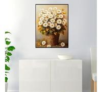 Dipingere Con i Numeri Adulti, Fiori Bianchi Kit Pittura Bambini O Principianti, Cesti Di Fiori Creativi Fai Da Te Paint by Numbers Pigmento Acrilico, Applicabile Decora Casa, Con Cornice 45x60cm A-14
