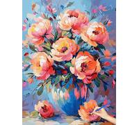 Dipingere con i Numeri Adulti Fiori Dipingere con i Numeri Bambini Retrò Hobby Creativi Adulti Kit Pittura Fai Da Te Painting by Numbers Kit con Pigmento Acrilico per Decor Casa Regalo 50x70cm I-94