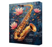 Dipingere Con i Numeri Adulti Fiori Paint by Numbers Adulti Kits, DIY Dipingere con i Numeri Bambini Strumenti musicali, 50x70cm Senza Cornice Kit per Pittura per Principianti, Decorazione Casa G-330