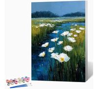 Dipingere con i Numeri Adulti Fiori Paint by Numbers fai da te Creativo Adulti, Quadri da Dipingere Numerati Paesaggio con 3 Pennelli e Vernice Acrilica, Regalo, Decorazioni Casa 50x65cm -WX251091V