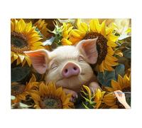 Dipingere con i Numeri Adulti Fiori Paint by Numbers Maiale, Quadri da Dipingere Numerati Hobby Creativi Adulti Kit Pittura, Fai Da Te Colorare con I Numeri Regalo Donna Decorazioni Casa 50x40cm U-40