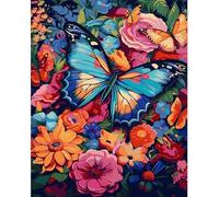 Dipingere con i Numeri Adulti,Fiori Piante di farfalle Kit di Pittura su Tela Fai-da-Te per Principianti,40x50cm con 3 Pennelli e Colori aAcrilici Paint by Numbers per Casa Decora Regalo con cornice