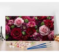 Dipingere Con I Numeri Adulti Flower Dipingere Con I Numeri Pianta Pittura Con I Numeri, Fai Da Te Kit Pittura Adulti Couleur Tela Paintings Kits per Decora la Casa Senza Cornice 50x100cm I-SH65