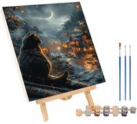 Dipingere con i Numeri Adulti Gatto, Fai da Te Paint by Numbers Fiume, Dipingere con i Numeri con Pennelli e Colori Acrilici, Hobby Creativi Adulti, Decorazioni Natalizie Regalo 90x120cm U-3082