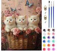 Dipingere con i Numeri Adulti Gatto, Paint by Numbers Flower, Fai da Te Dipingere con i Numeri Kit con Pennelli e Colori Acrilici, Hobby Creativi Adulti, Decorazioni Casa Regalo 100x135cm B-9509