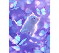 Dipingere con i Numeri Adulti Gatto Quadri da Dipingere Numerati DIY Paint by Numbers, Kit per Tela Antipiega con Cornice 30x40cm Hobby Creativi Adulti, Idee Regalo Decorazioni Casa, Sogno yt-120