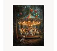 Dipingere con i Numeri Adulti Giostra Dipingere con i Numeri Bambini Cane Fai da te Passatempo per Adulti Kit Pittura 70 x 50cm, Tele Quadri Moderni Soggiorno per Decorazioni Parete Regalo FYH-2340